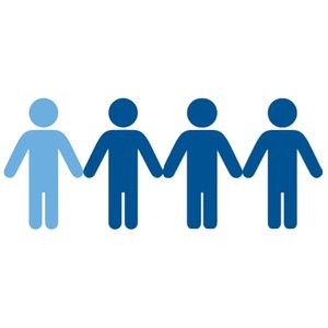 four children; 1 child in different color representing the ratio 1/4 