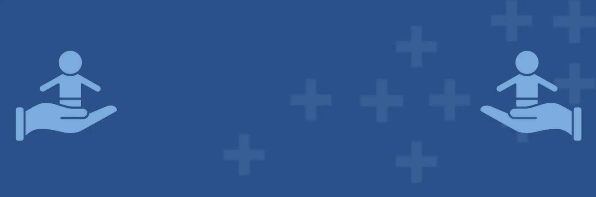 Dark blue graphic with lighter blue sketches of hand and human outline on left and right of screen