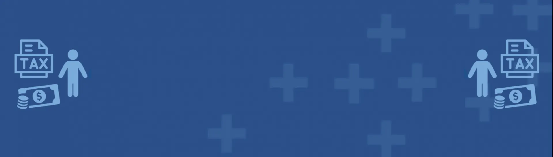 banner with icon of tax form and money