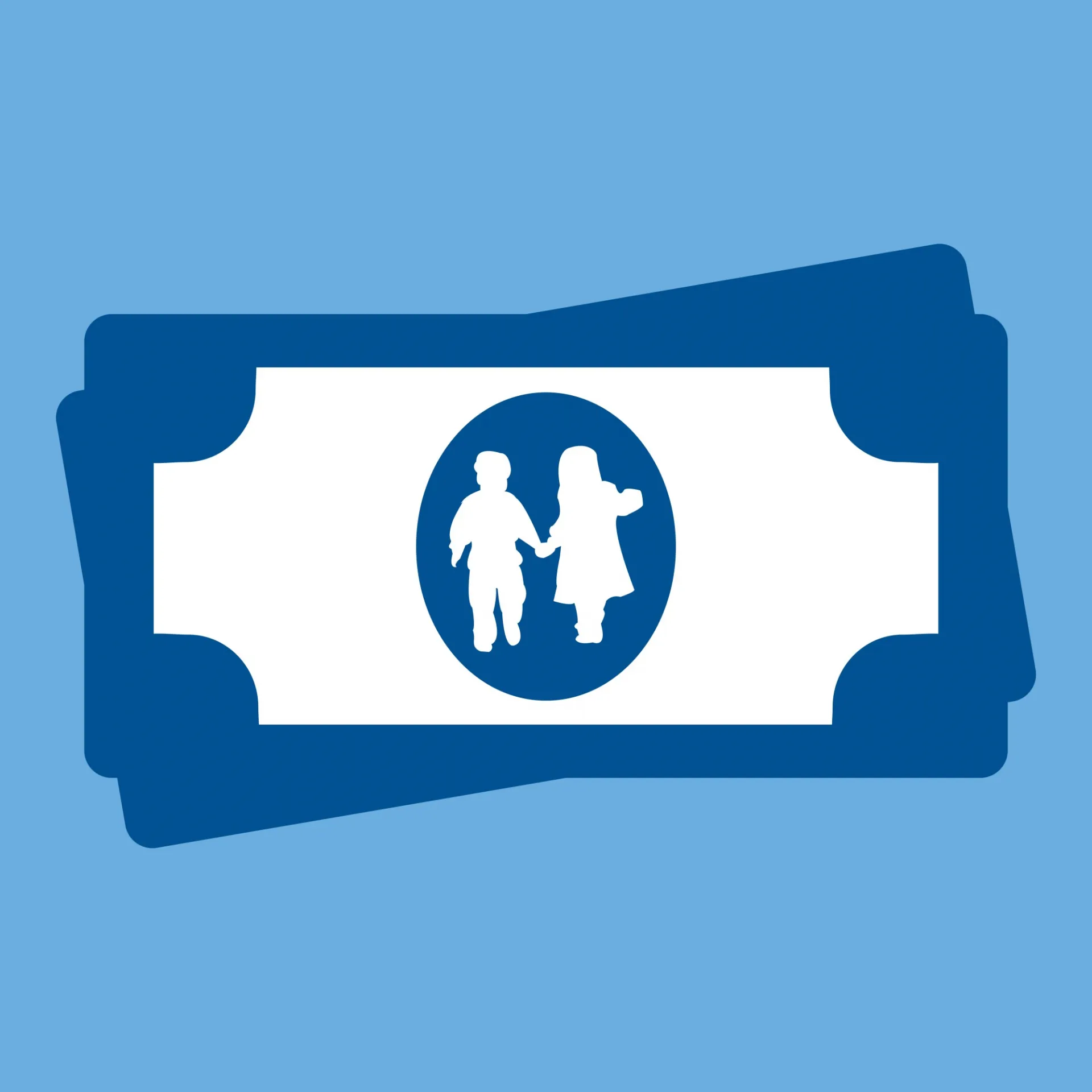 graphic of money with children icon in center