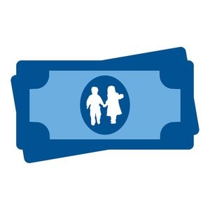 children silhouettes in money icon