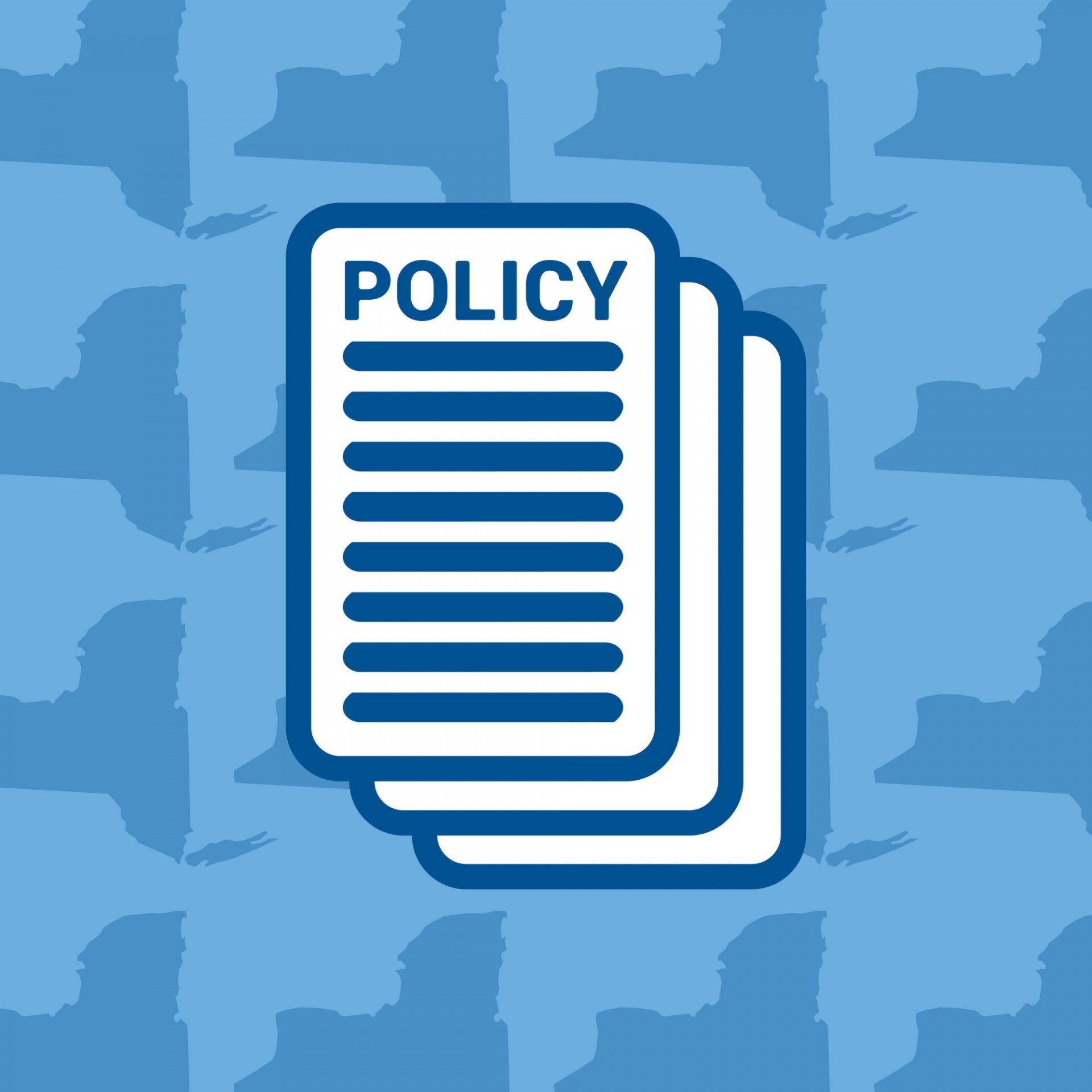 Policy memo icon over New York State map