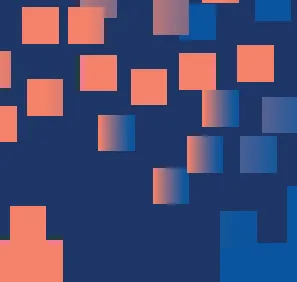 graphic element with floating blue and red squares