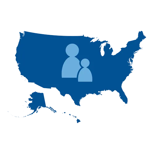 Map of a family on top of USA map 