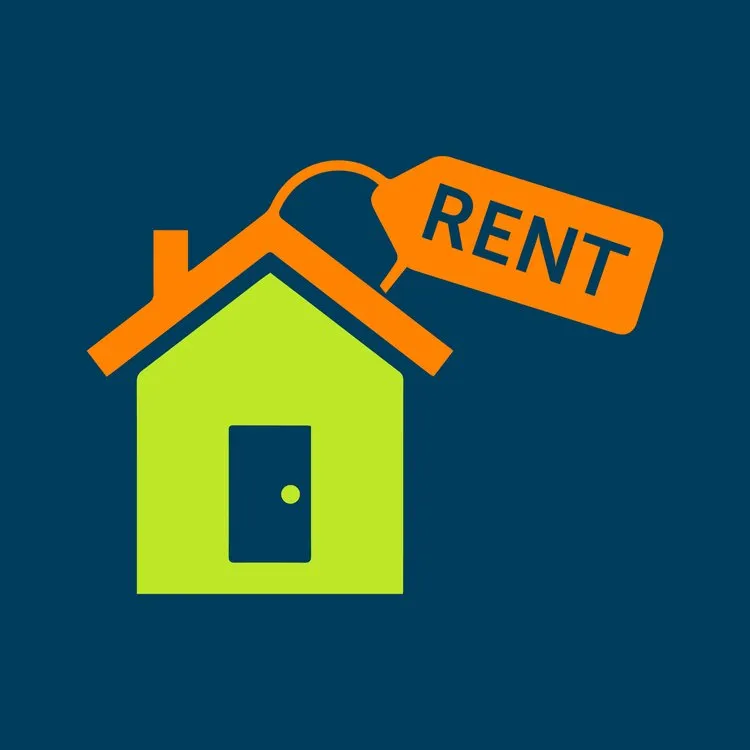 A house with a sign that says "rent"