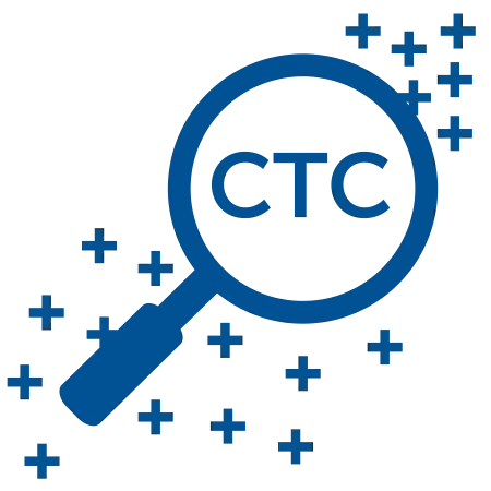 magnifying glass looking at data points