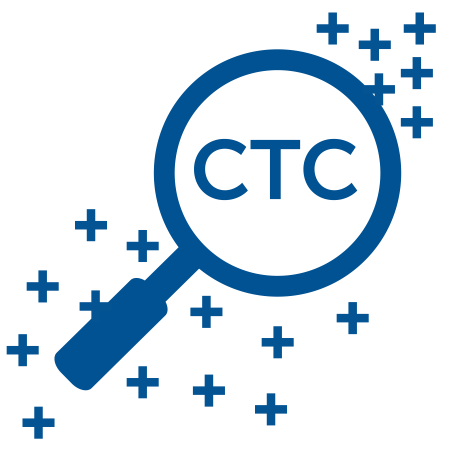 Magnifying glass with 'CTC' (Child tax credit) in the middle